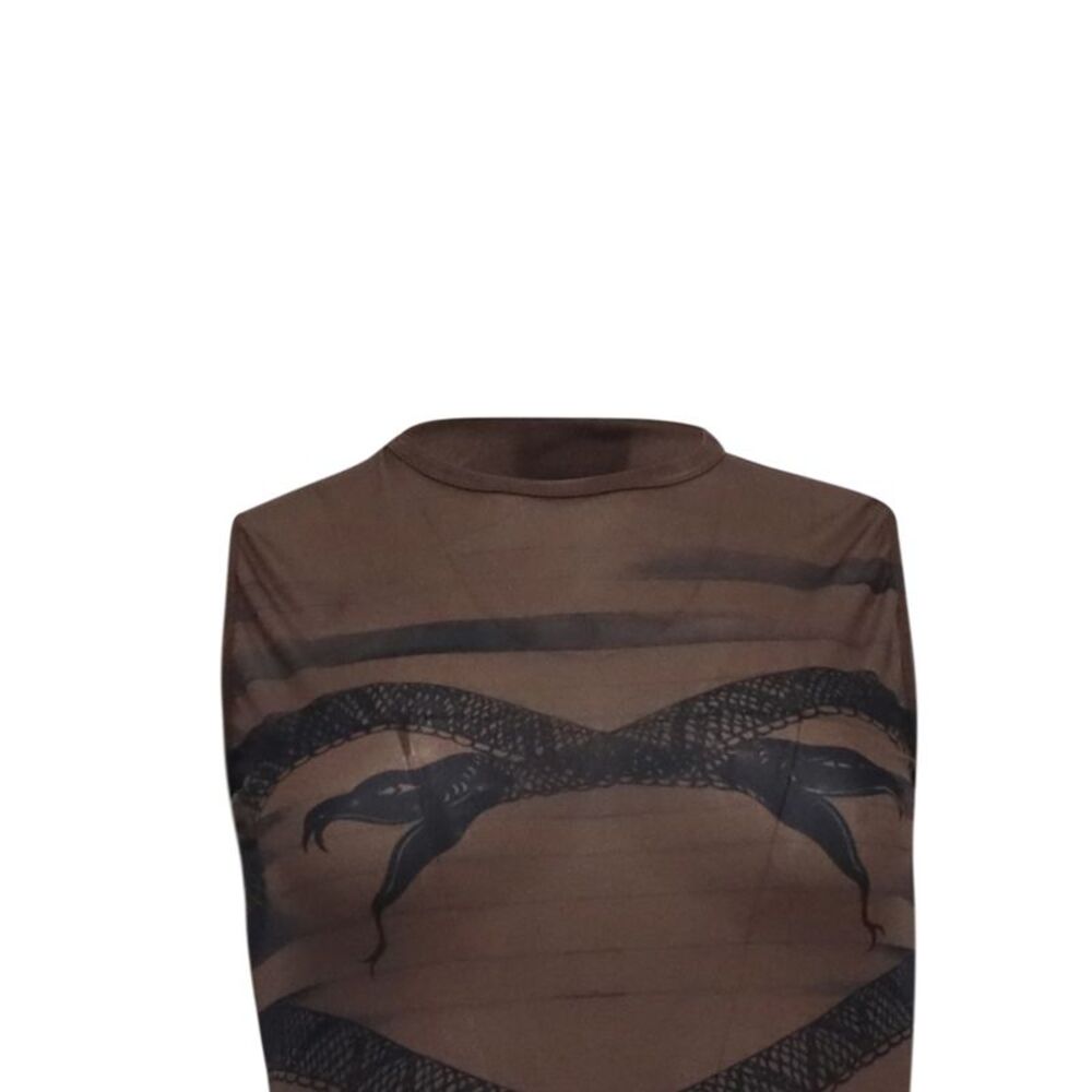 Jean Paul Gaultier x KNWLS Printed Mini Dress in Brown Polyamide - Picture 2 of 7